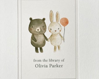 personalized child's bookplates, bookplates for child, personalized bookplates, kid's bookplate, children's bookplates, bunny, bear