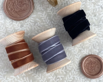 Dark Neutrals • Velvet Ribbon Styling Kit, 3 colors, Velvet Ribbon Spools,  Flat Lay Props