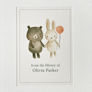 personalized child's bookplates, bookplates for child, personalized bookplates, kid's bookplate, children's bookplates, bunny, bear 画像 1