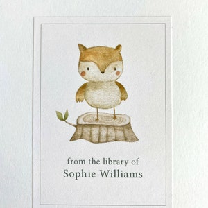 bookplate for child, owl, personalized child&#39;s bookplate, kid&#39;s bookplate, personalized bookplates, child&#39;s book label, children&#39;s bookplate