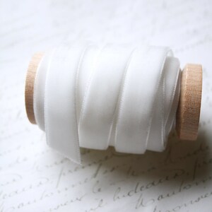 White Velvet Ribbon, 3/8 5/8 1/2 7/8, Velvet Ribbon Spool, Velvet Ribbon, White Ribbon image 6