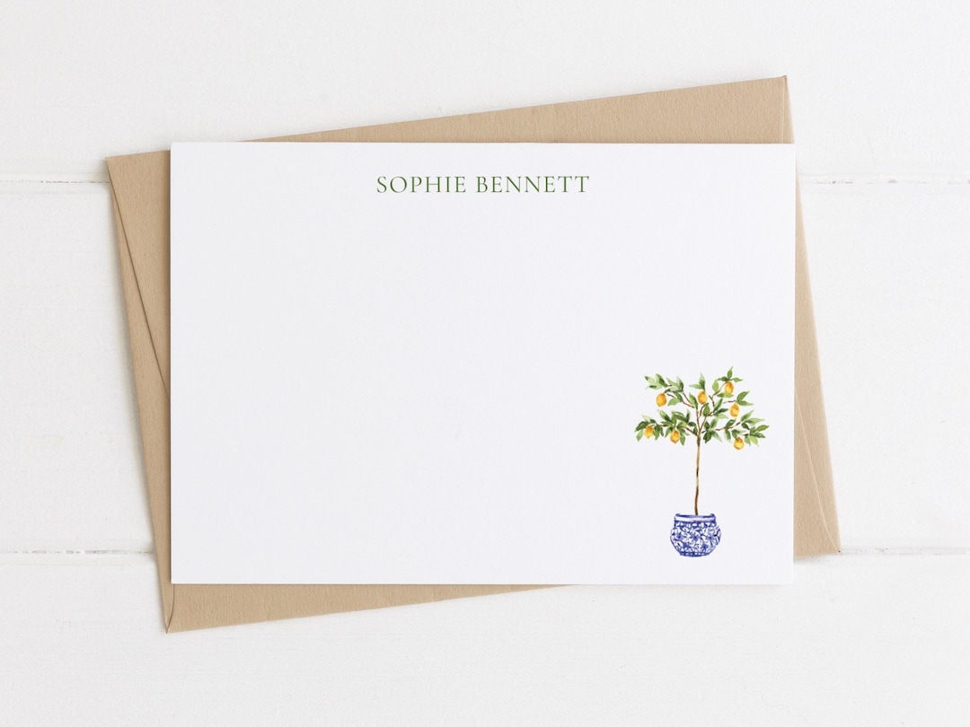 Personalized Lemon Tree Note Card Set: Chinoiserie Stationery - Etsy