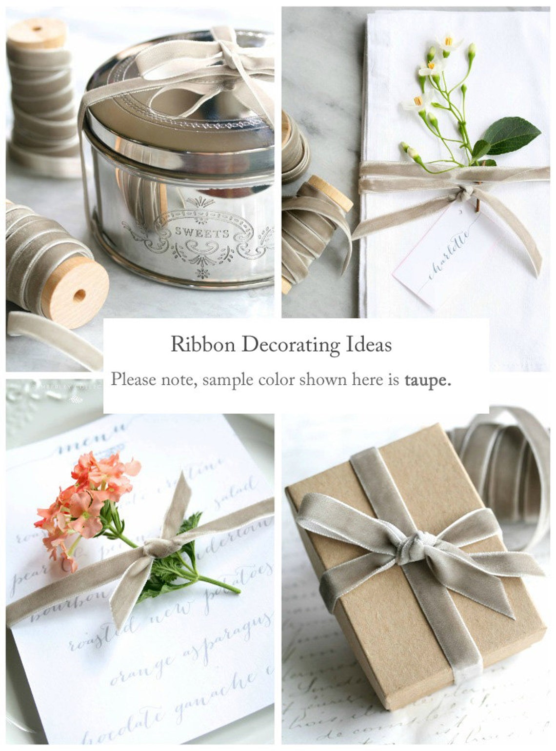 Chartreuse Velvet Ribbon: Light Green Wedding Favor Ribbon (3/8