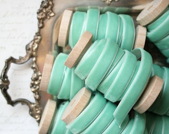Mint Velvet Ribbon: 3/8" Single-Faced Green Ribbon