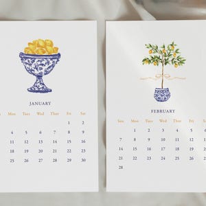 2027 Chinoiserie Desk Calendar: Tuscany Watercolor Designs, Topiaries, Lemons