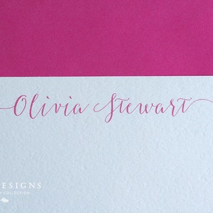 Personalized Note Cards, Set, Stocking Stuffer, Modern Calligraphy, Stationery, Flat Note Cards, Bridesmaids' Gift image 4