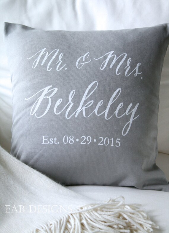 Personalized Wedding Pillow Cover Mr. and Mrs. Pillow Cover Etsy