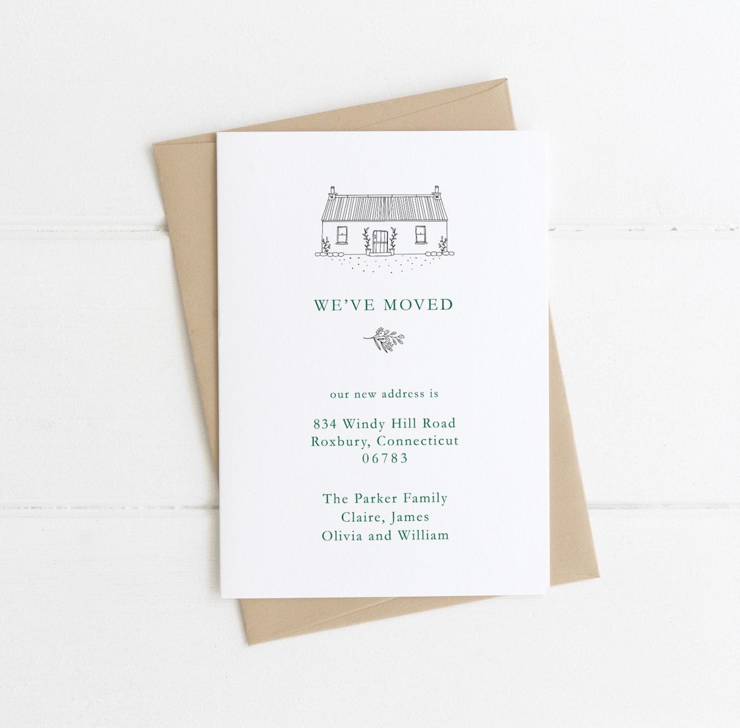 New Address Card | Moving Announcement | We've Moved Card | Clean and ...