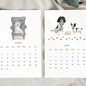 2025 Dog Calendar, Assorted Dogs, Desk Calendar Gold Stand, Watercolor