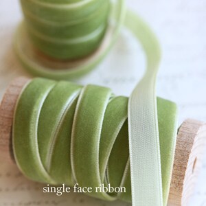 Sage Velvet Ribbon, 3/8 5/8 1 Velvet Ribbon, Velvet Ribbon Spool, Green