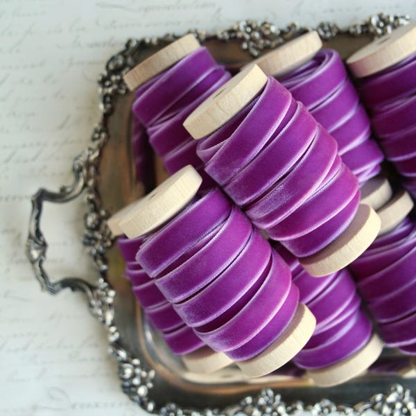 Orchid Velvet Ribbon, Purple Velvet Ribbon, Plum Velvet Ribbon, Orchid Wedding