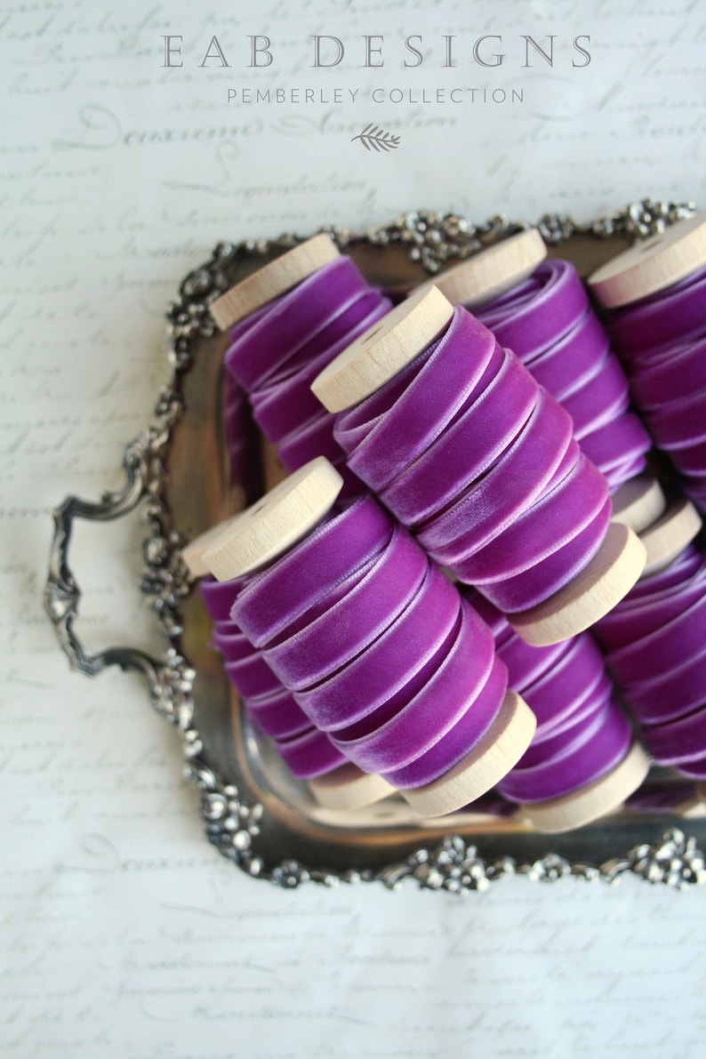 Orchid Velvet Ribbon Purple Velvet Ribbon Plum Velvet Etsy