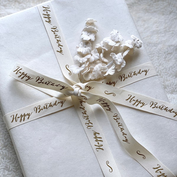 Happy Birthday Ribbon, Printed Cotton Ribbon, Birthday Ribbon, Birthday Wrapping, Birthday Gift