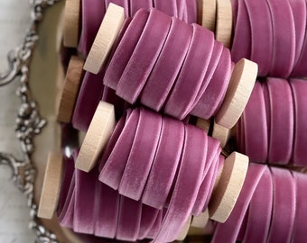 Dusty Plum Velvet Ribbon: 3/8" Single-Faced Ribbon