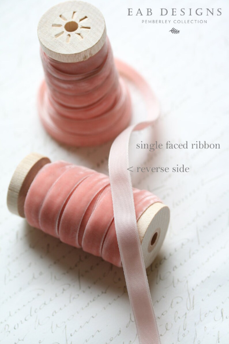 Blush Velvet Ribbon Pink Velvet Ribbon 3/8 Velvet Etsy