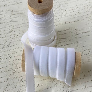 White Velvet Ribbon, 3/8 5/8 1/2 7/8, Velvet Ribbon Spool, Velvet Ribbon, White Ribbon image 9