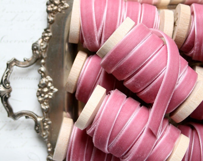 Rose Velvet Ribbon Mauve Velvet Ribbon 3/8 Velvet Etsy