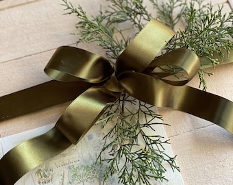 Olive Green Satin Ribbon: Double Faced