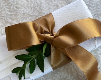 Antique Gold Satin Ribbon, Double Faced Satin Ribbon, Gold Satin Ribbon, Antique Gold Ribbon, Bronze Ribbon, Bronze Satin Ribbon