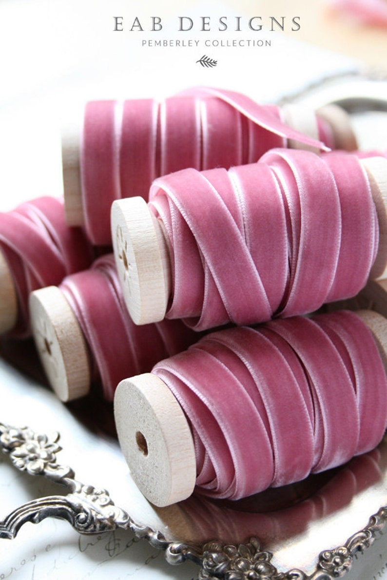 Rose Velvet Ribbon Mauve Velvet Ribbon 3/8 Velvet Etsy