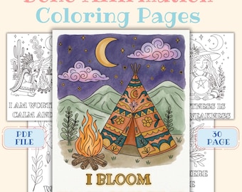 Dibujos para colorear con afirmaciones de estilo bohemio: Frases de amor propio (PDF)