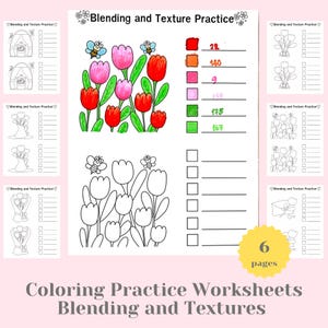 Coloring Practice Worksheets | Cute Pages to Practice Blending, Shading and Textures |Perfect for Tutorials and Personal Guide
