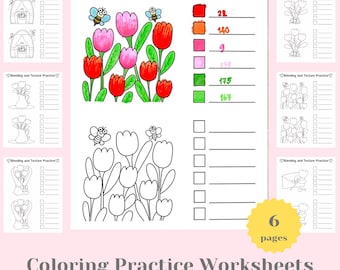 6 feuilles d'exercices pratiques pour colorier : estompage et texture (téléchargement PDF)