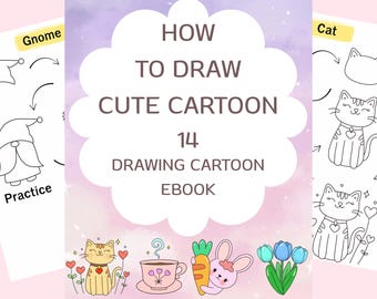 Kawaii Cartoon Drawing Guide: 14 Step-by-Step Tutorials (Printable PDF)