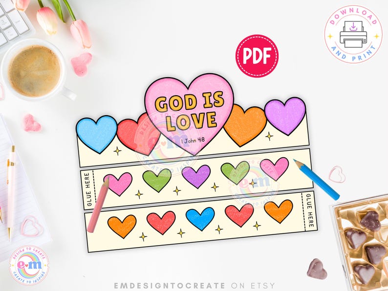 God is Love Valentine Paper Crown Printable | Christian Valentine's Day ...