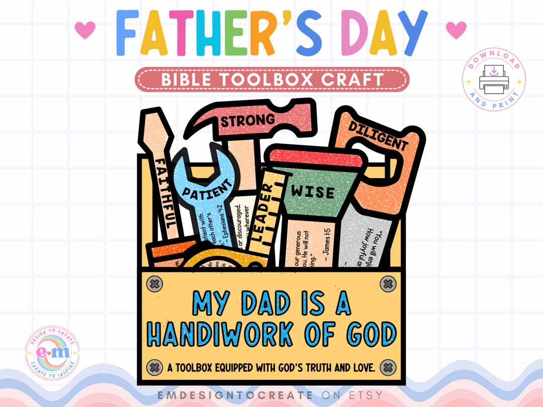 Toolbox for Dad Father's Day Bible Craft, Sunday School Bible Verse