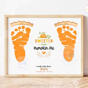PRINTABLE Fall Footprint Craft for Baby, Pumpkin Pie Footprint Art for Infant, Autumn Thanksgiving Memory Keepsake Toddler, Instant Download