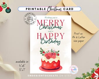 Geburtstagskarte Für Weihnachten Zum Ausdrucken: Dezember Geburtstagsgruß (Digitaler Download