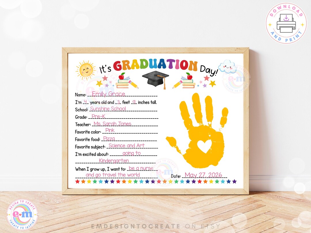 Last Day of School Printable Graduation Handprint Art Craft ...