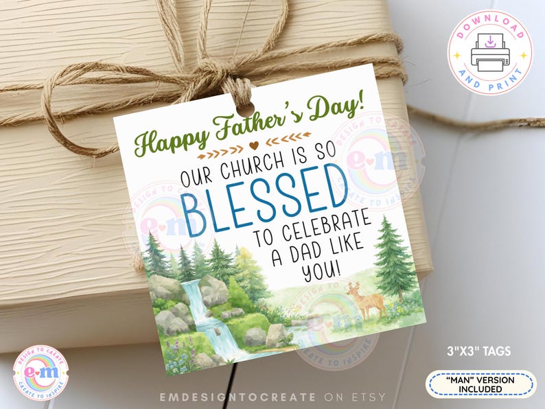 Father's Day Church Gift Tags Printable, Happy Father's Day Tag ...