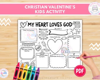 Valentine’s Day Christian Activity for Kids: Printable Sunday School Coloring Worksheet PDF