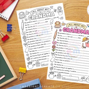 Allt om min mormor utskrivbar, aktivitet för barn med mors dag, frågeformulär för mormor att fylla i målarbild, present till mormor som minne (PDF) bild 7