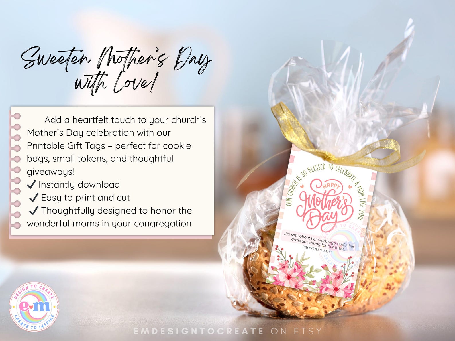 PRINTABLE Church Mother's Day Gift Tags, Mothers Day Scripture Cards ...