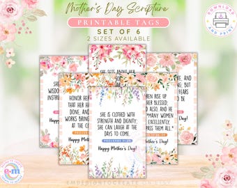 Mother's Day Bible Verse Gift Tags, Proverbs 31 Scripture Cards (Digital Download)