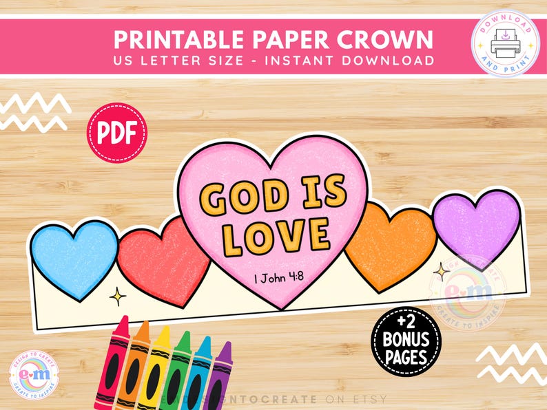 God is Love Valentine Paper Crown Printable | Christian Valentine's Day ...