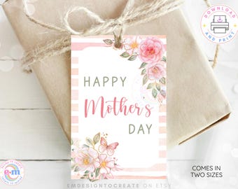 PRINTABLE Happy Mother's Day Gift Tags, Mother's Day Tag, Floral Mother's Day, Favor Tag Set, Mother's Day Favor, Gift Tag, INSTANT DOWNLOAD