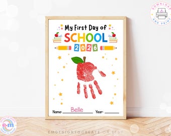 First Day of School Handprint Craft 2026, Handprint Apple Art Keepsake Kids, Daycare Preschool Pre-K Kindergarten Classroom Activity
