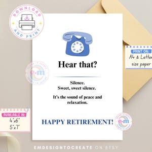 Carte de retraite imprimable, cadeau de retraite amusant, téléphone bonne retraite, carte de départ pour patron, collègue, collègue