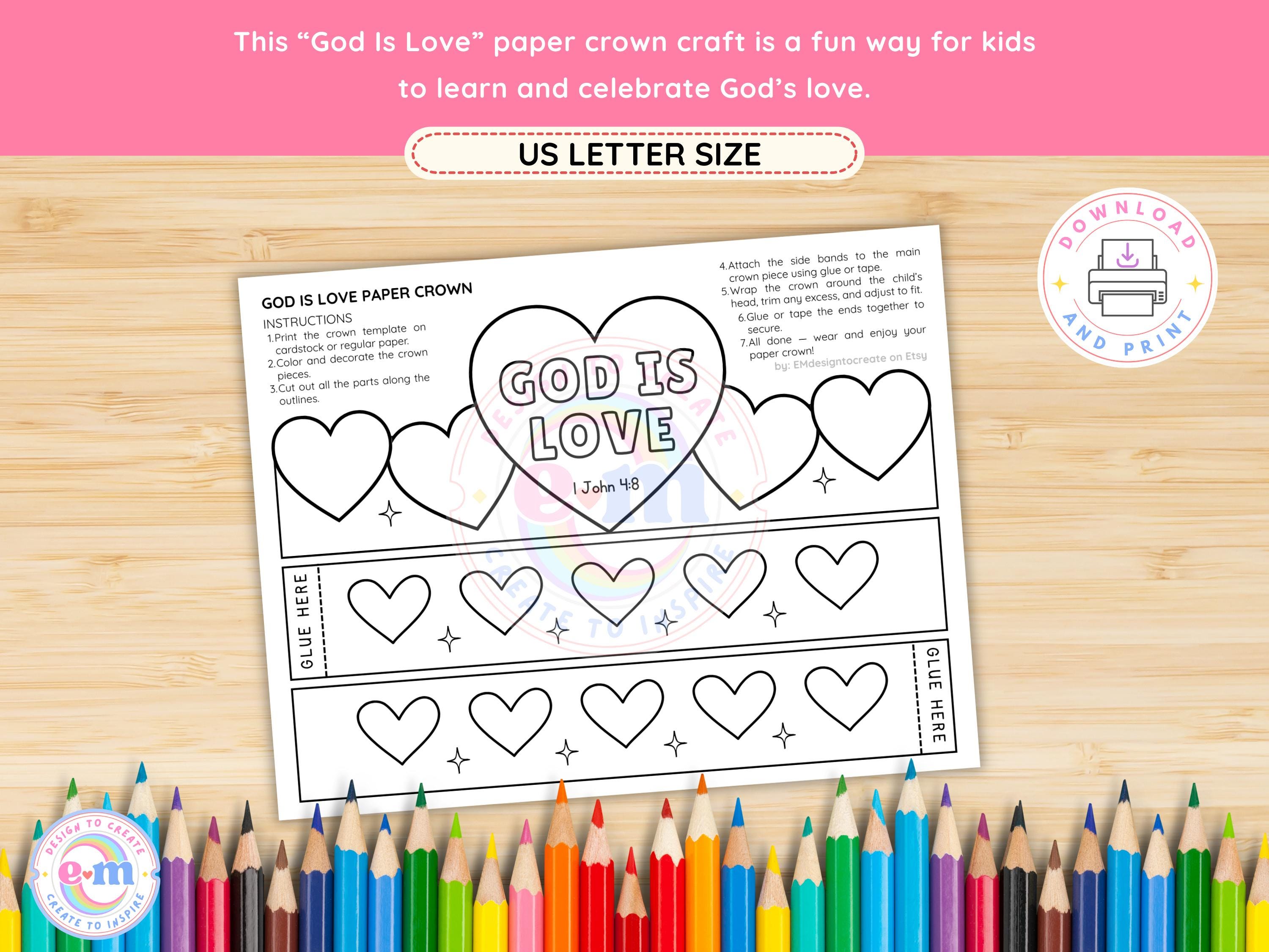 God is Love Valentine Paper Crown Printable | Christian Valentine's Day ...