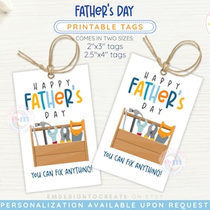 AFDRUKBARE Vaderdagtags, Happy Father's Day-cadeautag, aangepaste Vaderdagtags, Tools Toolbox Dad Favor Cookie Tag voor vrienden