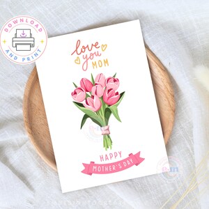 Biglietto di auguri per la festa della mamma STAMPABILE, biglietto di auguri per la festa della mamma, biglietto di auguri per la mamma, ti amo mamma, biglietto di auguri floreale per la mamma, DOWNLOAD IMMEDIATO