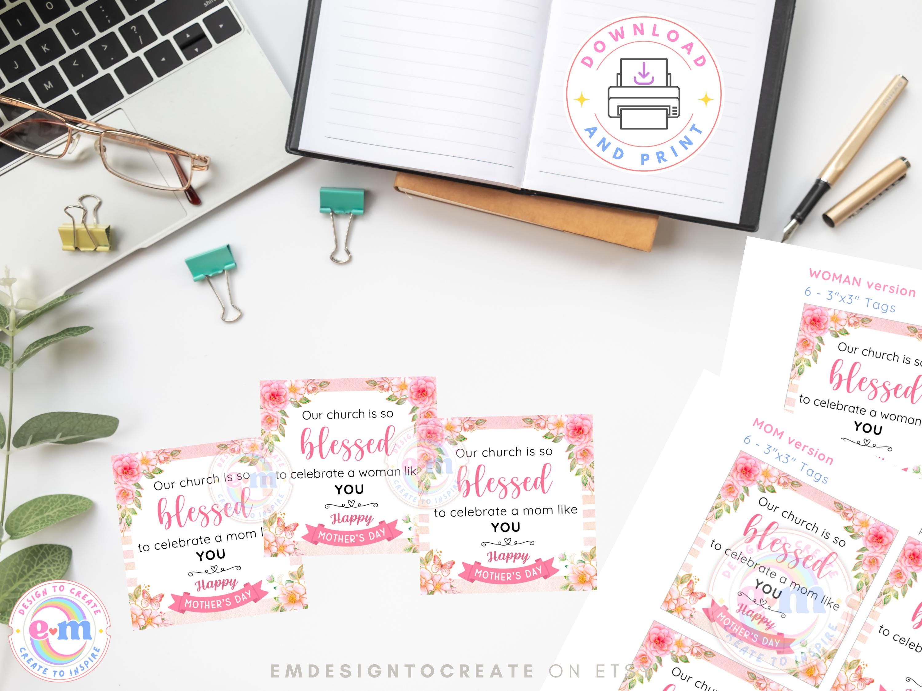 Church Mother's Day Gift Tag Printable, Floral Church Women Mom Treat ...