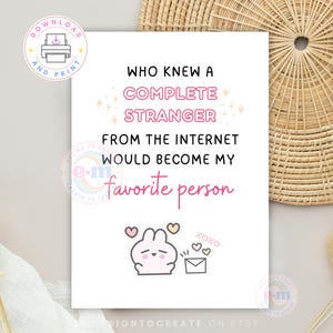 Carte de rencontre en ligne imprimable, jolie carte de voeux d'anniversaire pour petit ami, carte d'amour Internet, carte de la personne préférée, cadeau unique pour lui