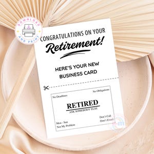 Retirement Card PRINTABLE, Retirement Business Card, Funny Coworker Boss Retirement Gift, Congrats on Your Retirement,  INSTANT DOWNLOAD