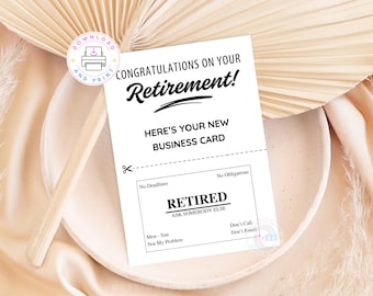 Tarjeta de jubilación imprimible, tarjeta de presentación de jubilación, regalo divertido de jubilación para compañeros de trabajo y jefes, felicitaciones por su jubilación, descarga instantánea