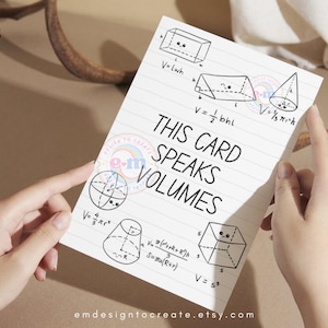 This Card Speaks Volumes, Printable Math Humor Greeting Card ...